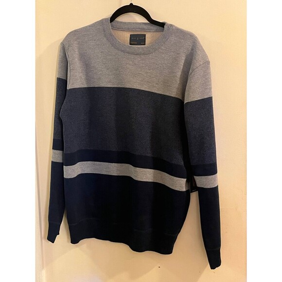 DAY & AGE Pullover Sweatshirt Men's Size L Gray Blue Long Sleeves Crew Neck - Picture 1 of 6